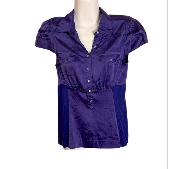 BCBGMAXAZRIA Women's Purple Button-Up Top - Picture 1 of 4